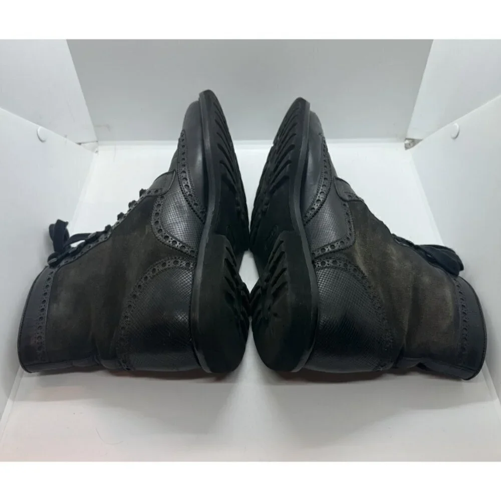 Magnanni Enzo Leather Suede Brown Grey Wingtip Men's Chukka Boots Sz 10 M 15213
